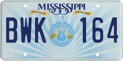 MS license plate BWK164