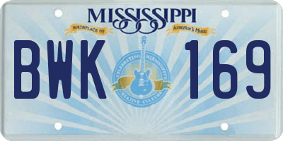 MS license plate BWK169