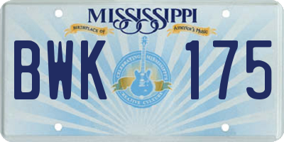 MS license plate BWK175