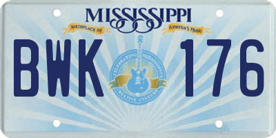 MS license plate BWK176