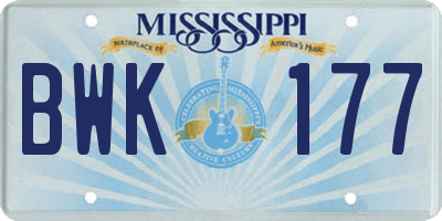 MS license plate BWK177