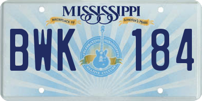MS license plate BWK184