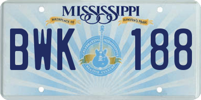 MS license plate BWK188