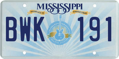 MS license plate BWK191