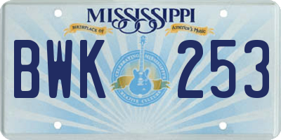 MS license plate BWK253