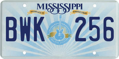 MS license plate BWK256