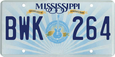 MS license plate BWK264