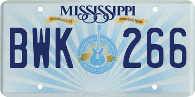 MS license plate BWK266