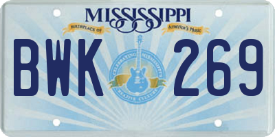 MS license plate BWK269