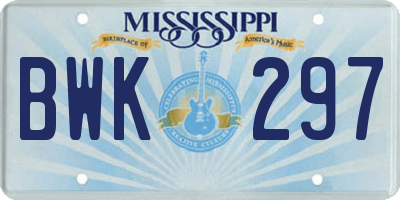 MS license plate BWK297