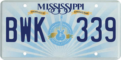 MS license plate BWK339