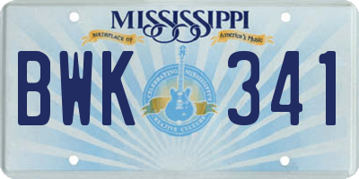 MS license plate BWK341