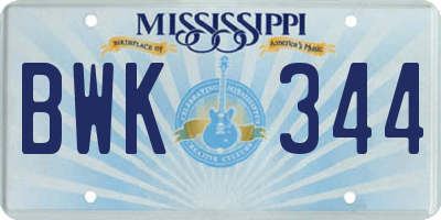 MS license plate BWK344