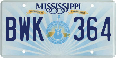 MS license plate BWK364
