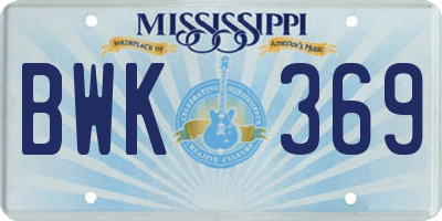 MS license plate BWK369