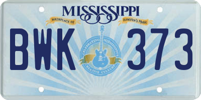 MS license plate BWK373