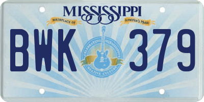 MS license plate BWK379