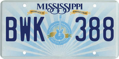 MS license plate BWK388