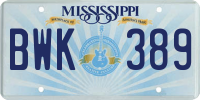 MS license plate BWK389