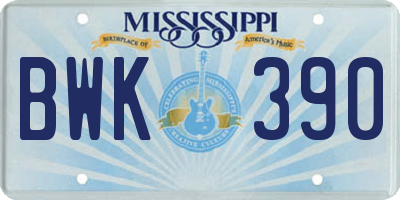 MS license plate BWK390