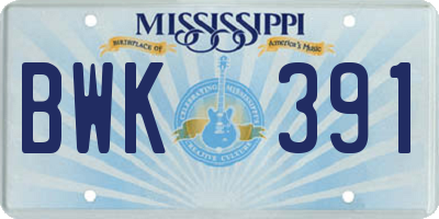 MS license plate BWK391