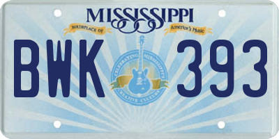 MS license plate BWK393
