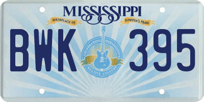 MS license plate BWK395