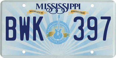 MS license plate BWK397