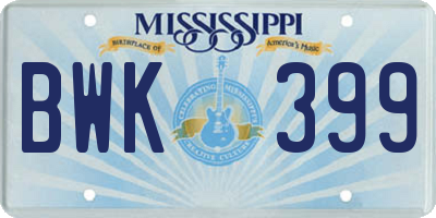 MS license plate BWK399