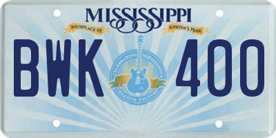 MS license plate BWK400