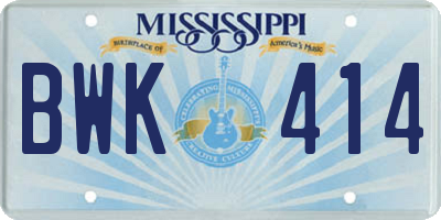 MS license plate BWK414