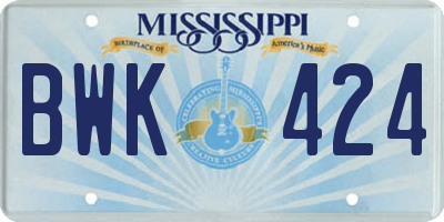 MS license plate BWK424