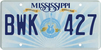 MS license plate BWK427