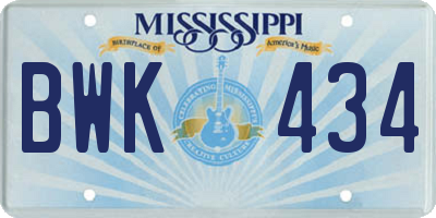 MS license plate BWK434