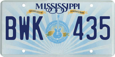 MS license plate BWK435