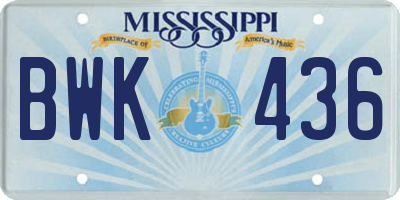 MS license plate BWK436