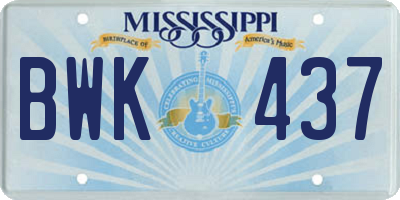 MS license plate BWK437