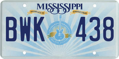 MS license plate BWK438