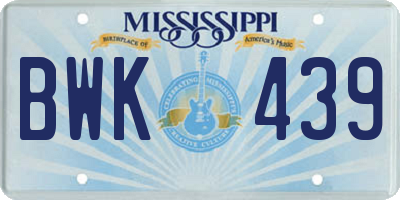 MS license plate BWK439