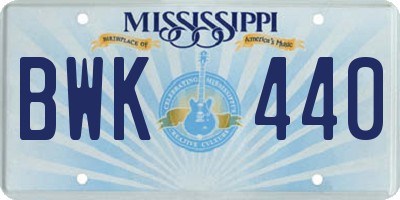MS license plate BWK440