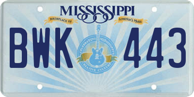 MS license plate BWK443