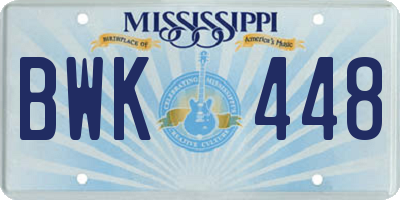 MS license plate BWK448