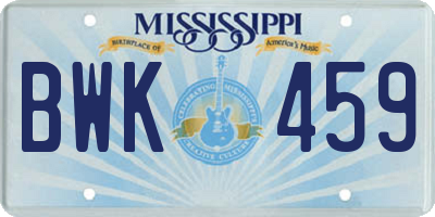 MS license plate BWK459