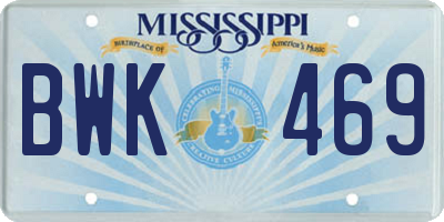 MS license plate BWK469