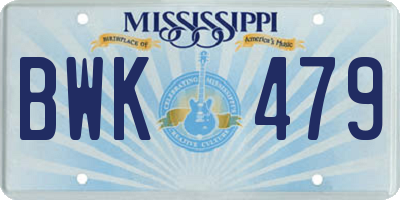 MS license plate BWK479