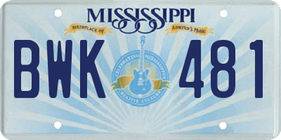 MS license plate BWK481
