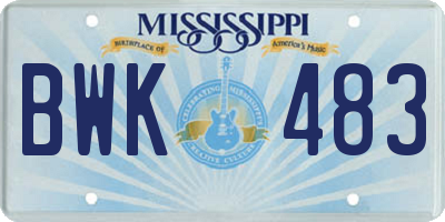 MS license plate BWK483