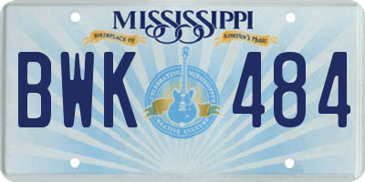 MS license plate BWK484