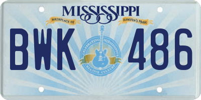 MS license plate BWK486