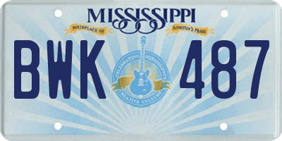 MS license plate BWK487